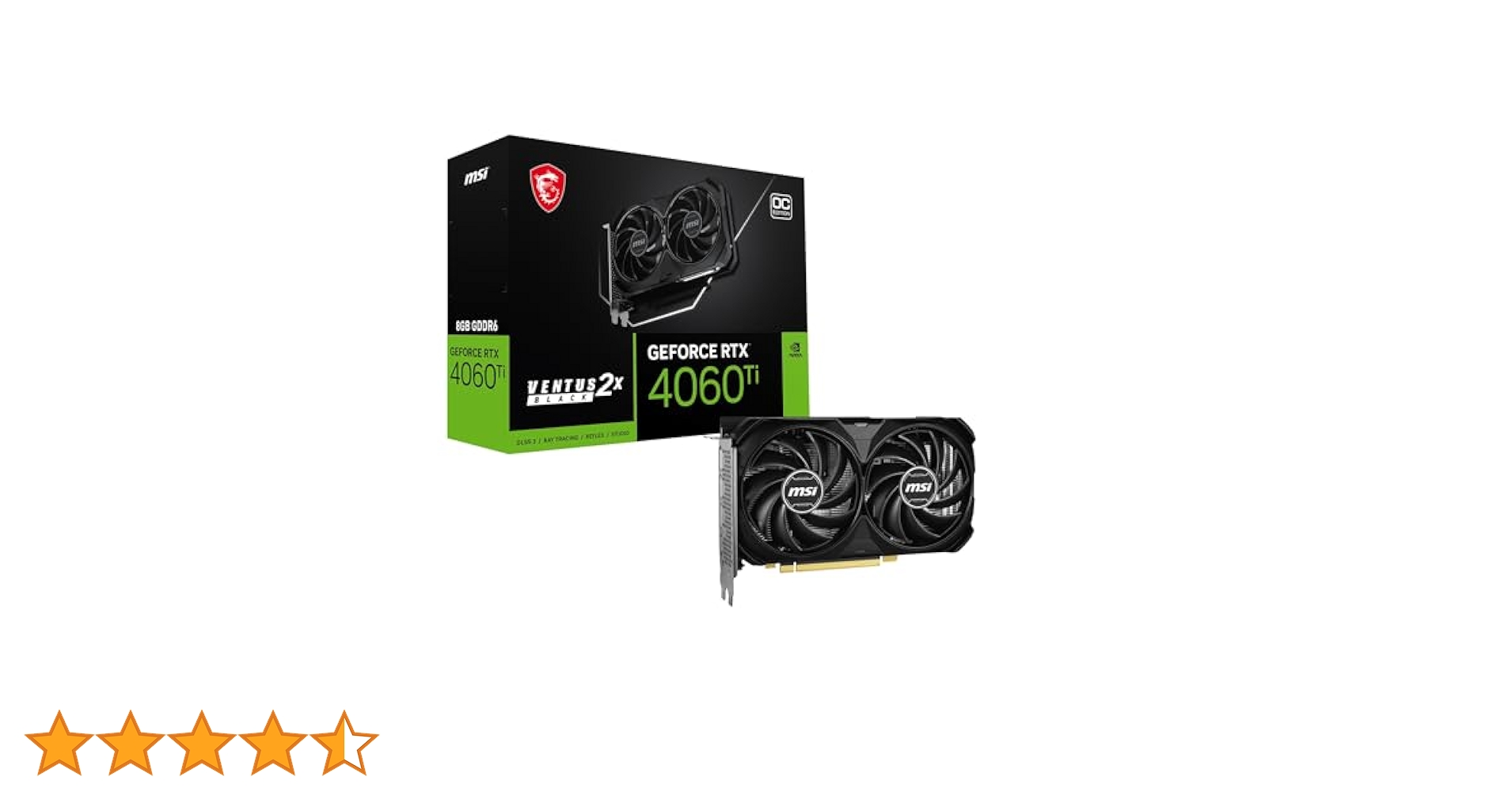 Amazon | MSI GeForce RTX 4060 Ti 8G VENTUS 2X BLACK E1 OC